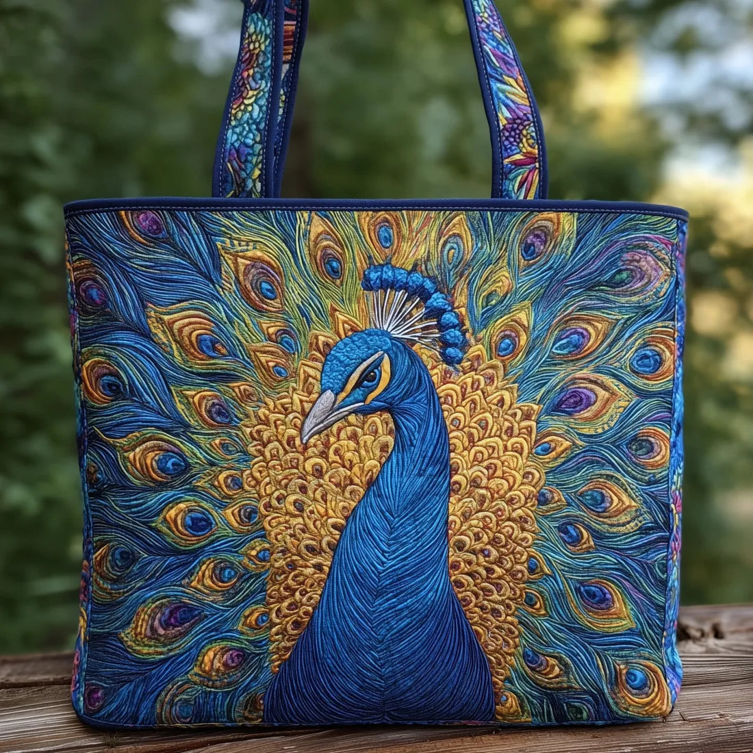Embroidered Vintage Bag "Royal Peacock" — Sapphire
