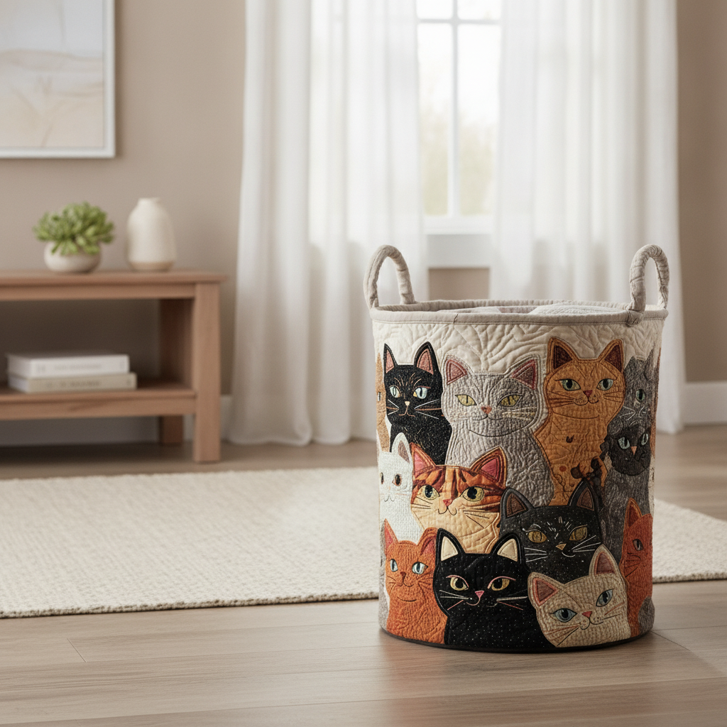 Purring Cozy Laundry Basket