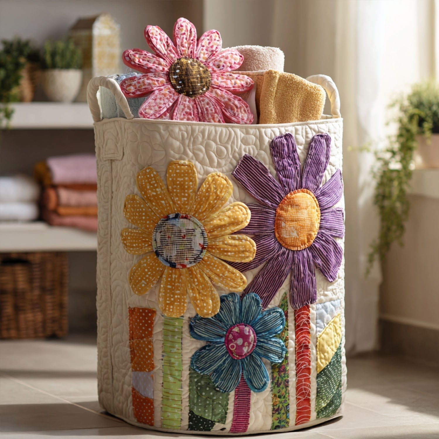 Antique Floral Laundry Basket