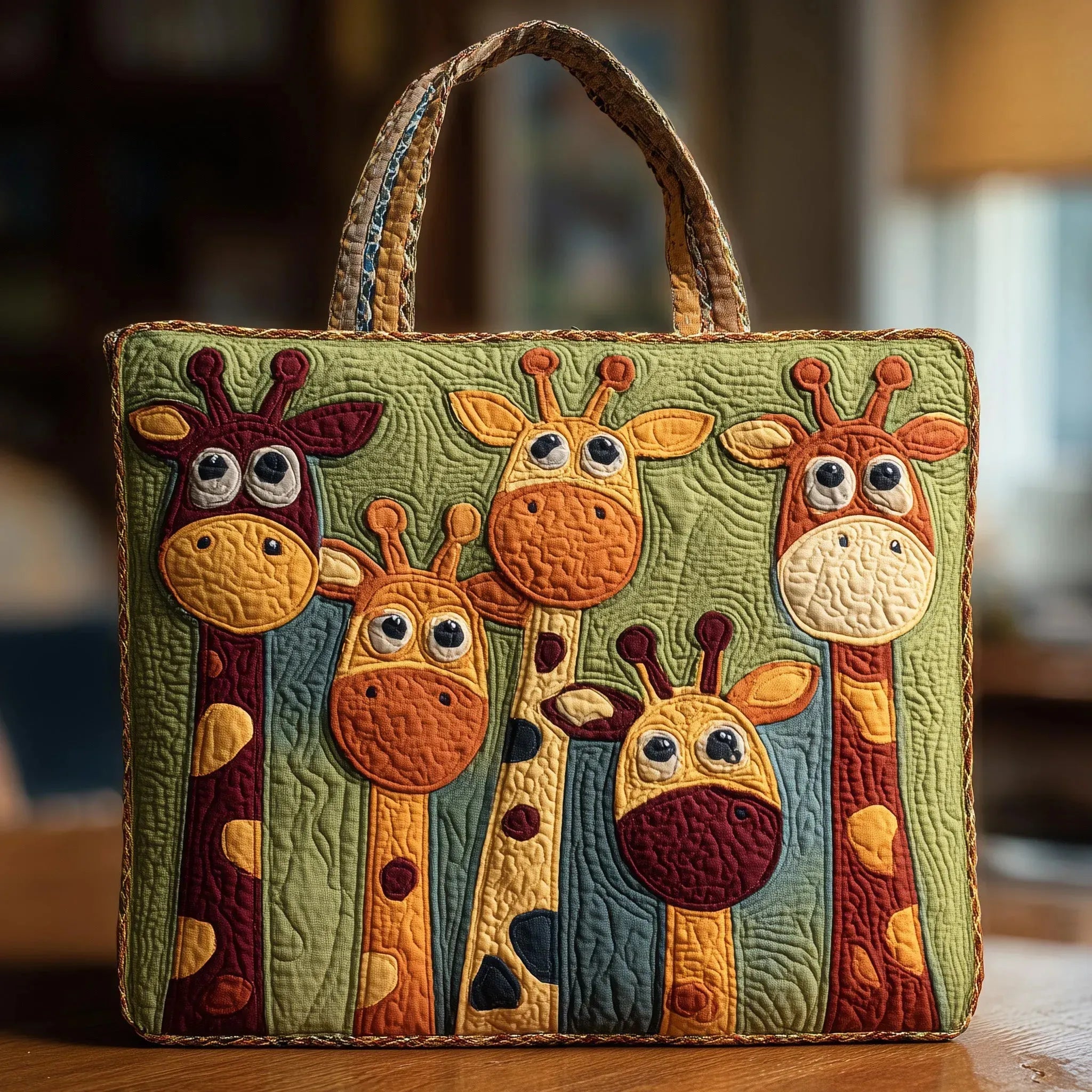 Embroidered Vintage Bag "Happy Giraffes" — Safari