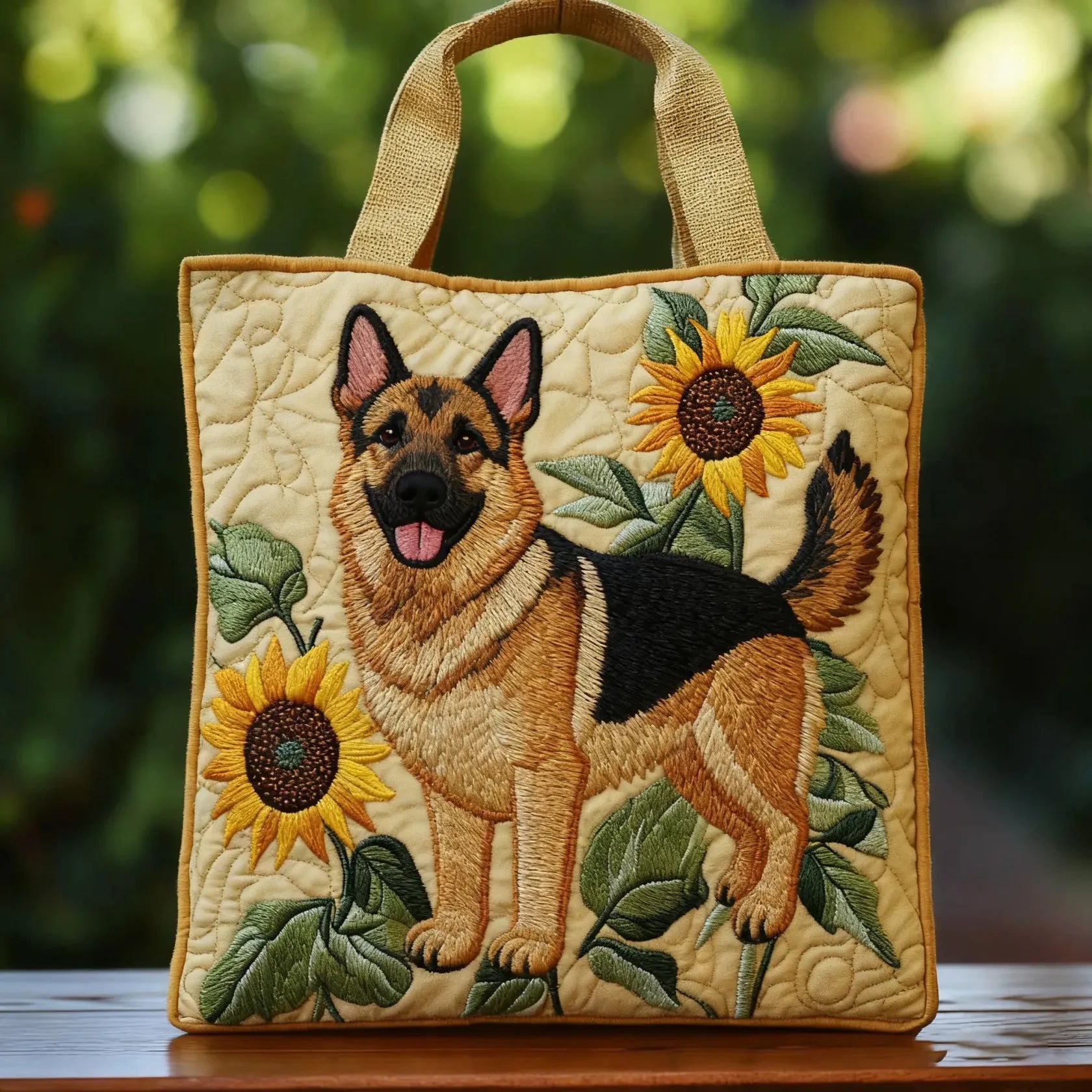 Embroidered Vintage Bag "Shepherd and Sunflowers" — Rustic