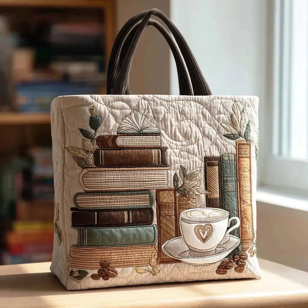 Embroidered Vintage Bag "Books and Coffee" — Reader's