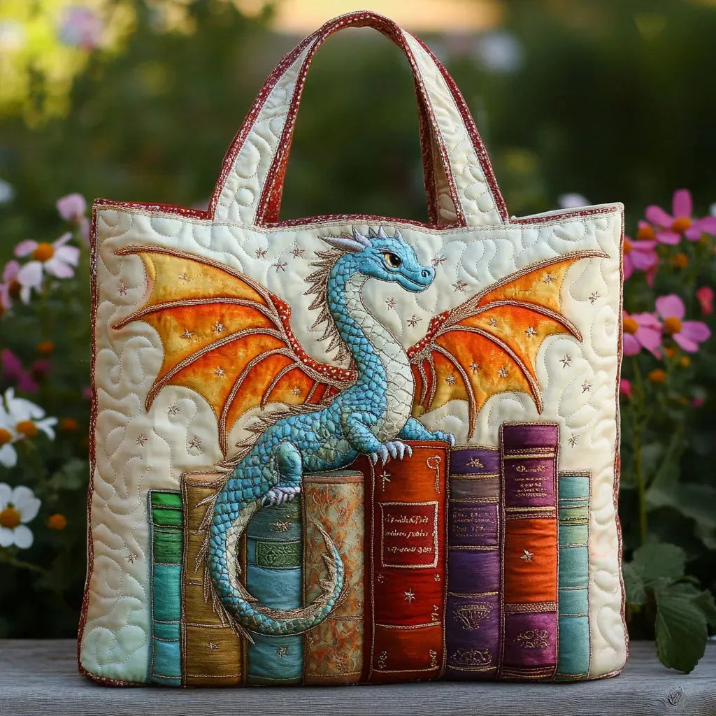 Embroidered Vintage Bag "Dragon and Old Books" — Fairytale
