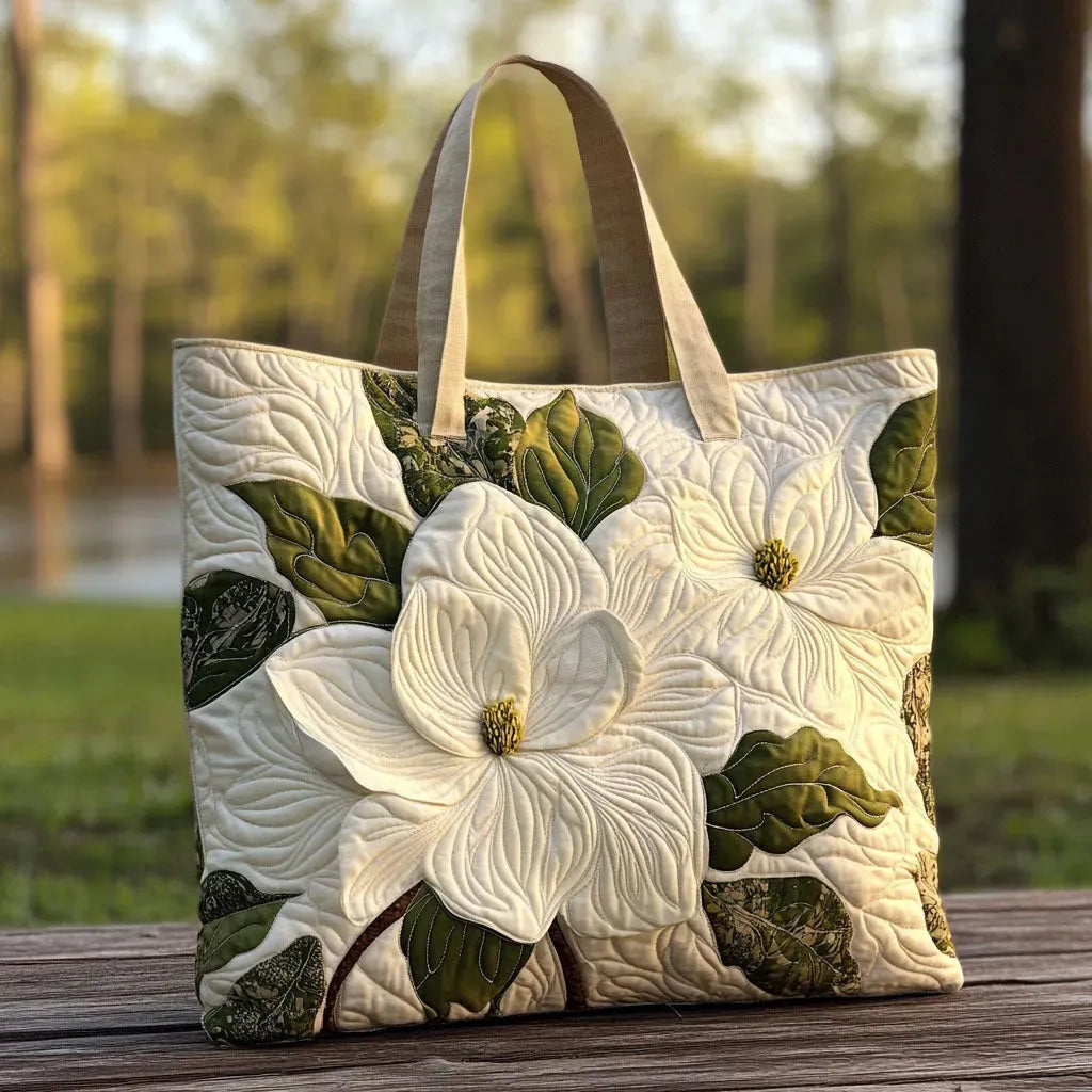 Embroidered Vintage Bag "White Magnolias" — Classic