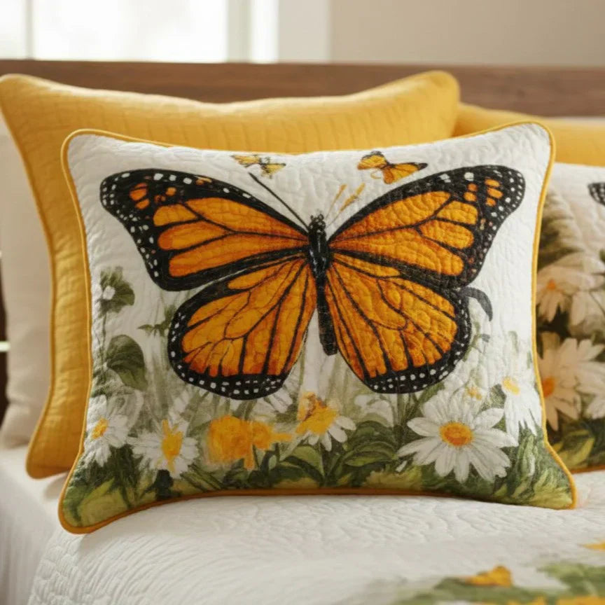Quilted Pillowcase - Monarch Prairie