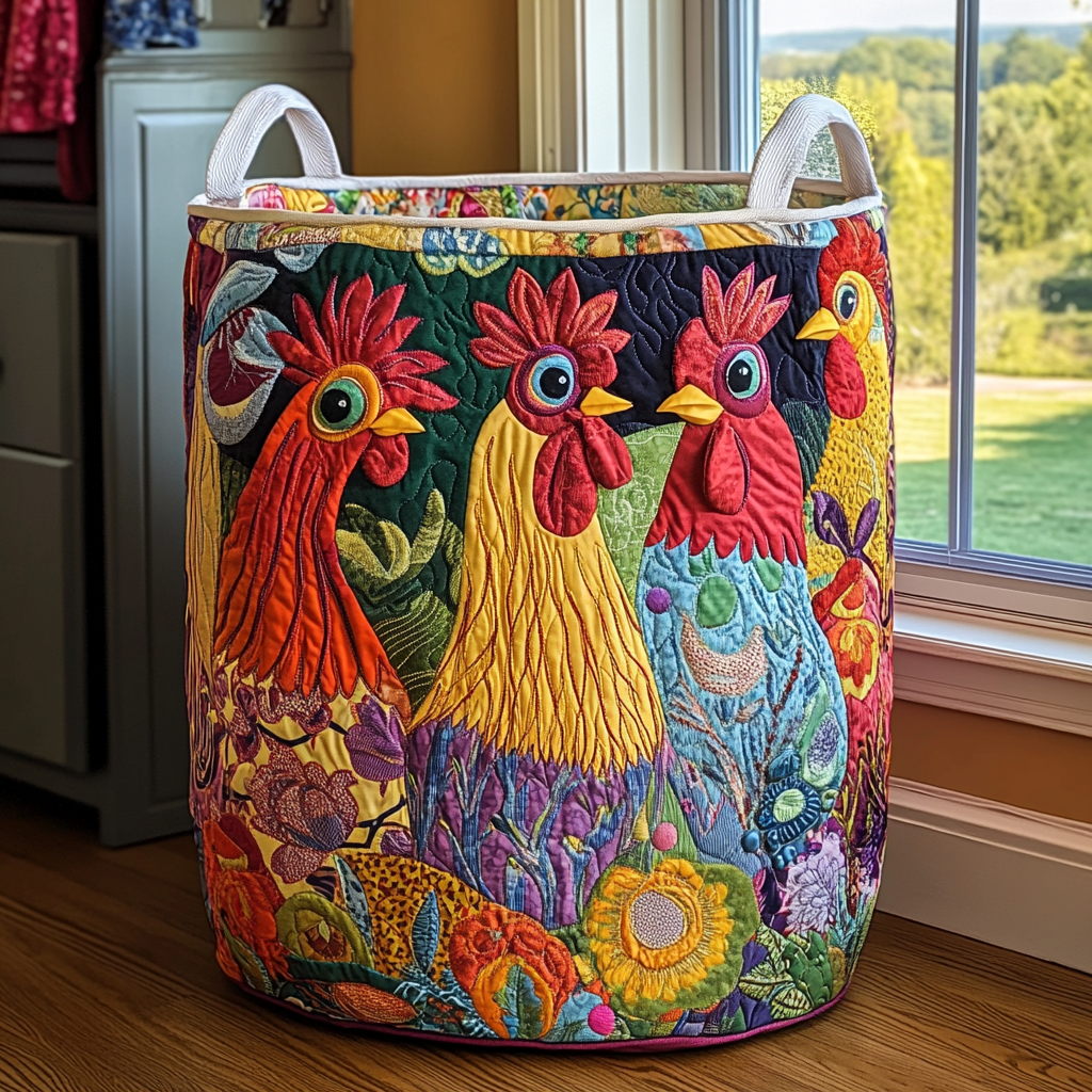 Rooster Parade Laundry Basket