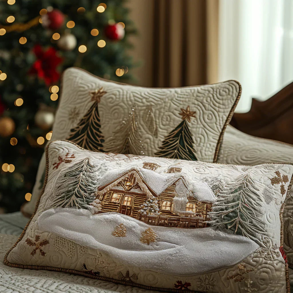 Quilted Pillow Cover - Chalet in the Snow