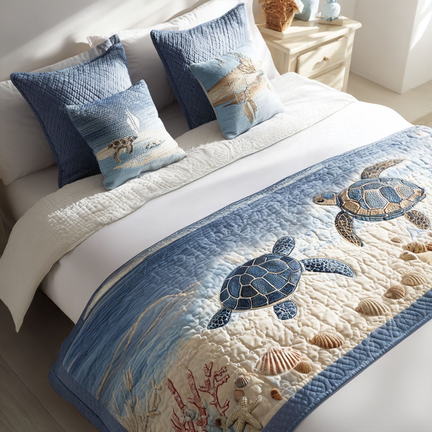 Quilted Bed Runner Waterway Wanderer