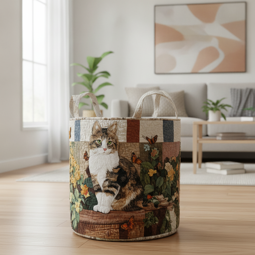 Cat Among Petals Laundry Basket