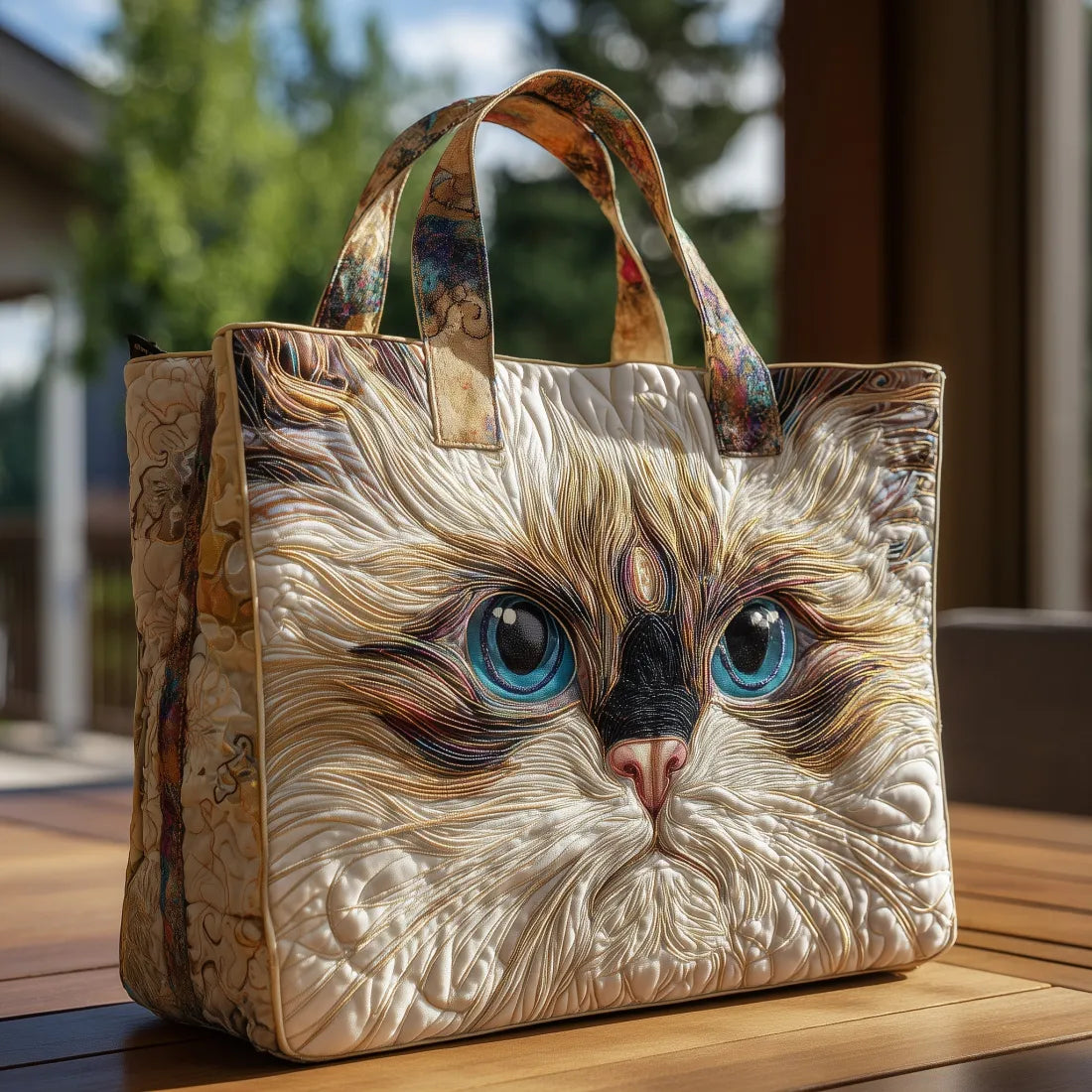 Embroidered Vintage Bag "Persian Kitten" — Blue-Eyed