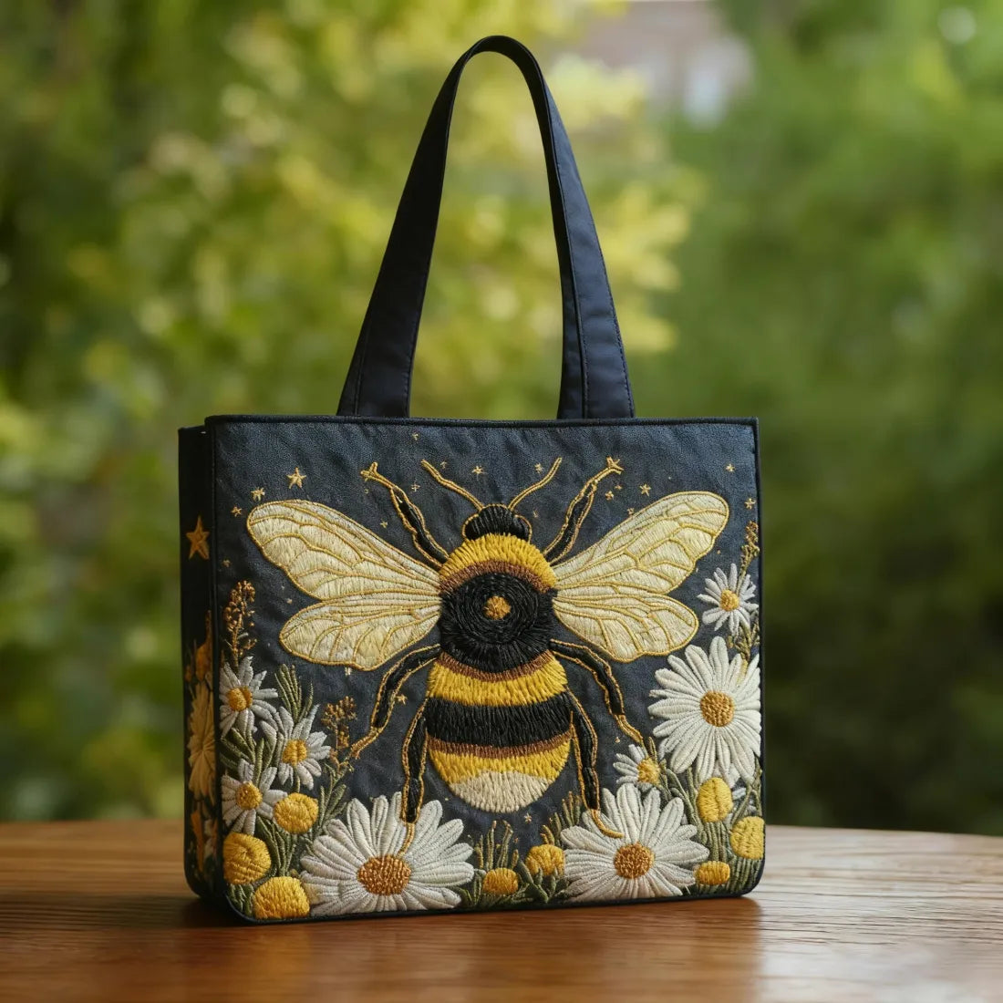 Embroidered Vintage Bag "Bee and Daisies" — Meadow