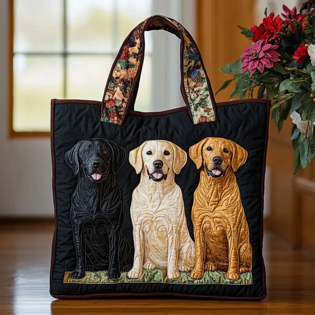 Embroidered Vintage Bag "Three Labradors" — Dog Family