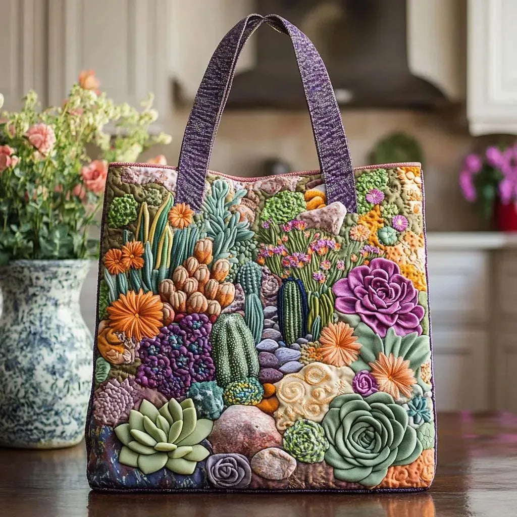 Embroidered Vintage Bag "Succulents and Cacti" — Botanical