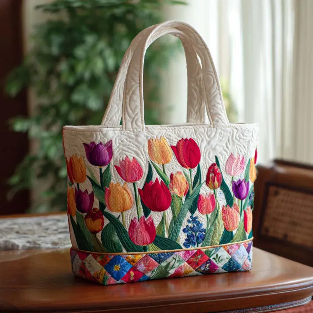 Embroidered Vintage Bag "Tulips from the Garden" — Spring