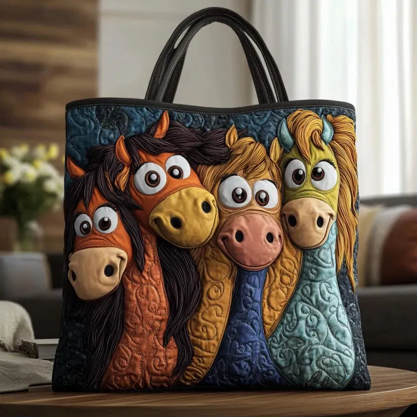 Vintage "Cheerful Horses" Embroidered Bag — Folk