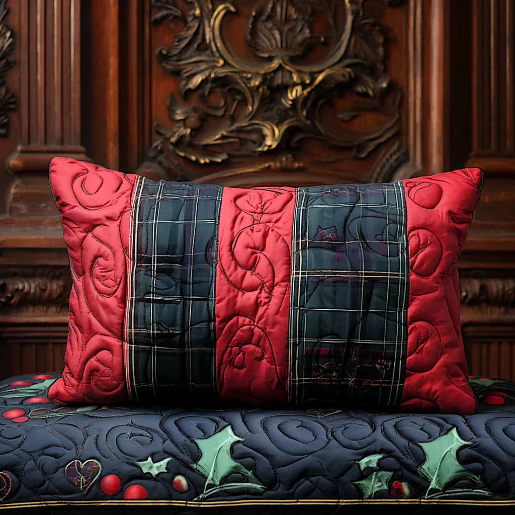 Pillow for Sofa with Quilting - Christmas Hearts
