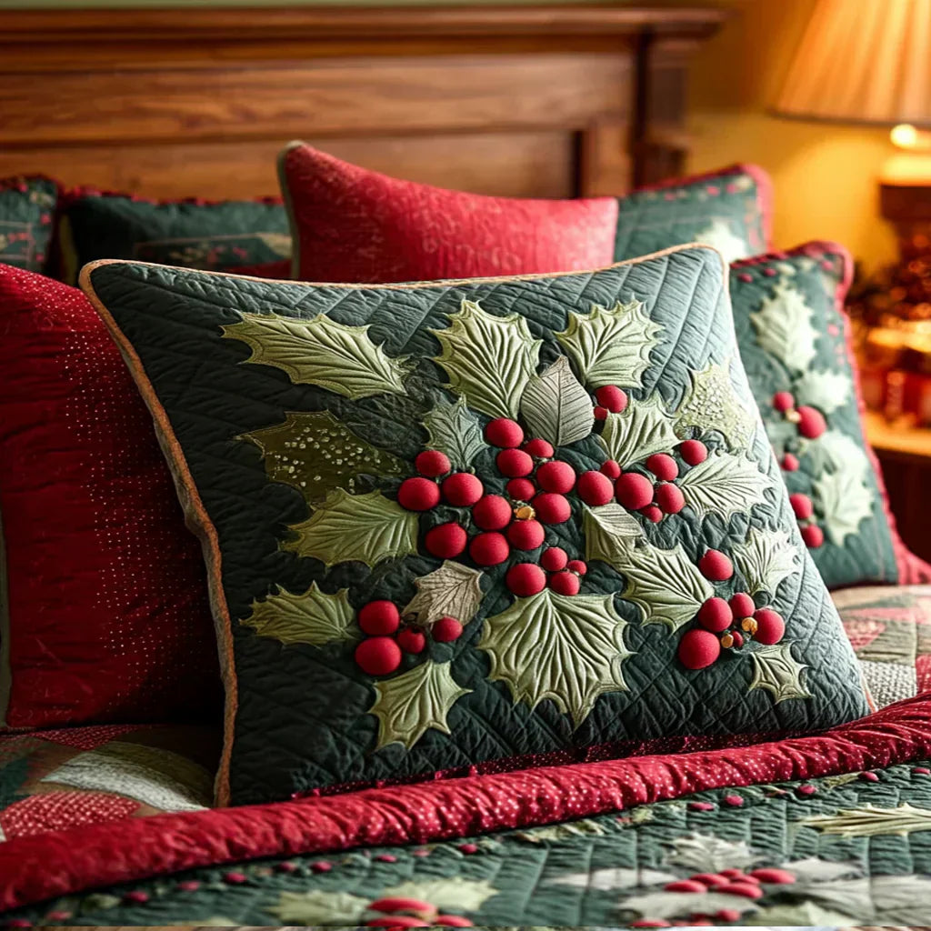 Quilted Pillow Cover - Mistletoe