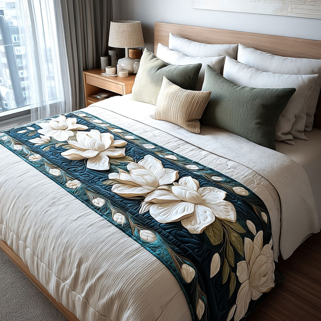 Quilted Bed Runner Midnight Magnolia